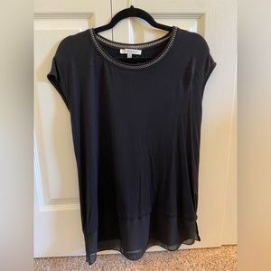 Rose & Olive Black shirt with chain neck detail